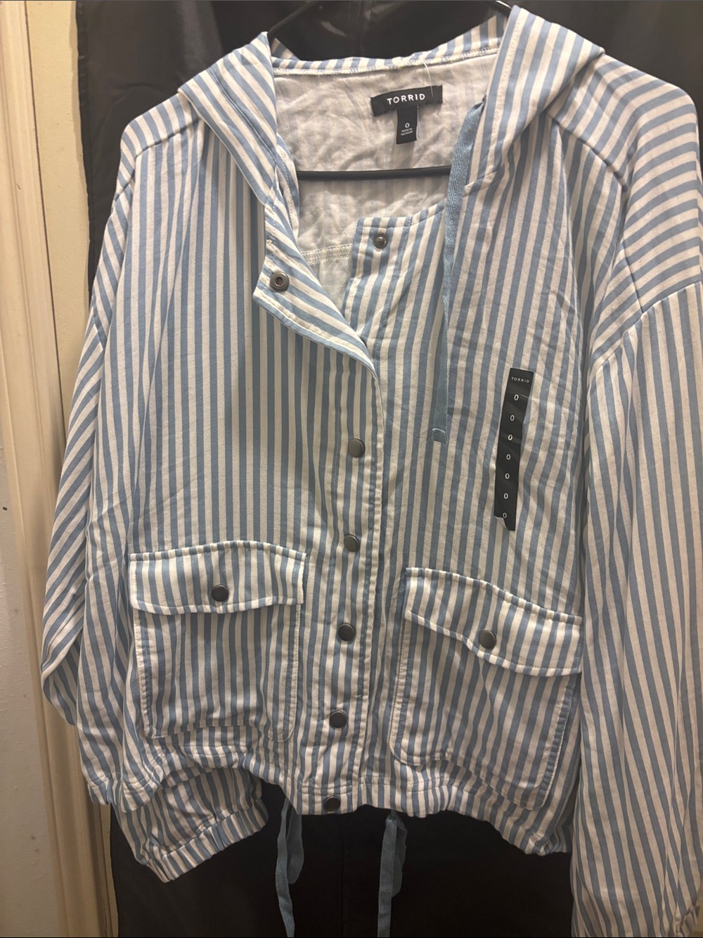 torrid Blue and White Striped Utility Jacket